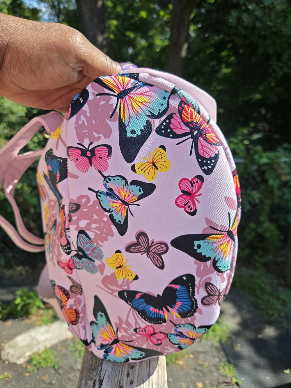 Butterfly-Print Pink Travel Backpack NWT